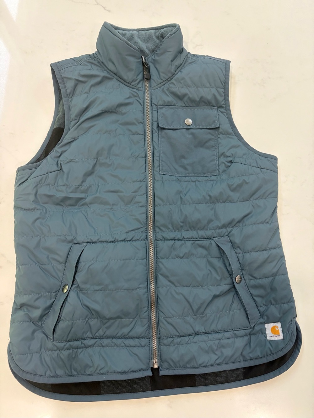 Carhartt Reversible Blue Plaid Quilted Vest Fall 2018